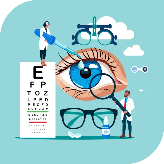 Illustrated eye exam chart